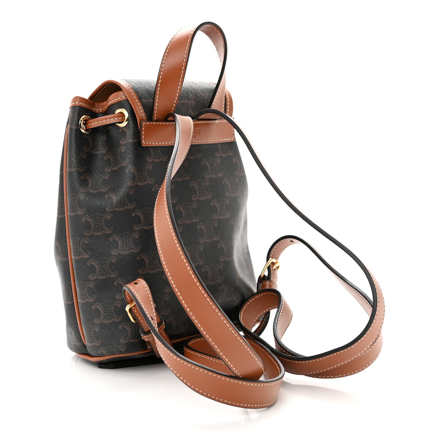 Triomphe Canvas Calfskin Mini Folco Backpack Tan