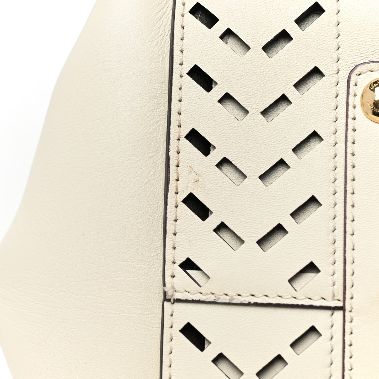 Calfskin Perforated Sofia Satchel White