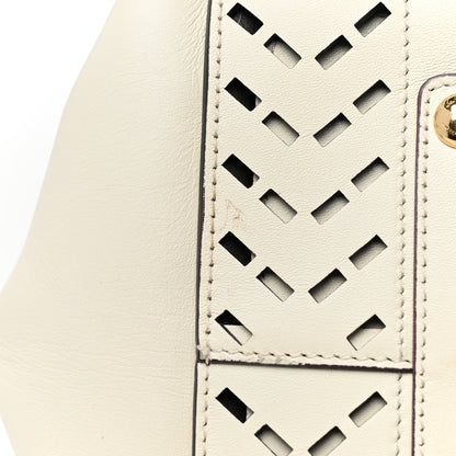 Salvatore Ferragamo Calfskin Perforated Sofia Satchel White 25 of 26