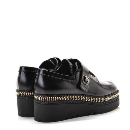 Chanel Shiny Calfskin Lace Up Platform Loafers 36 Black 3 of 8