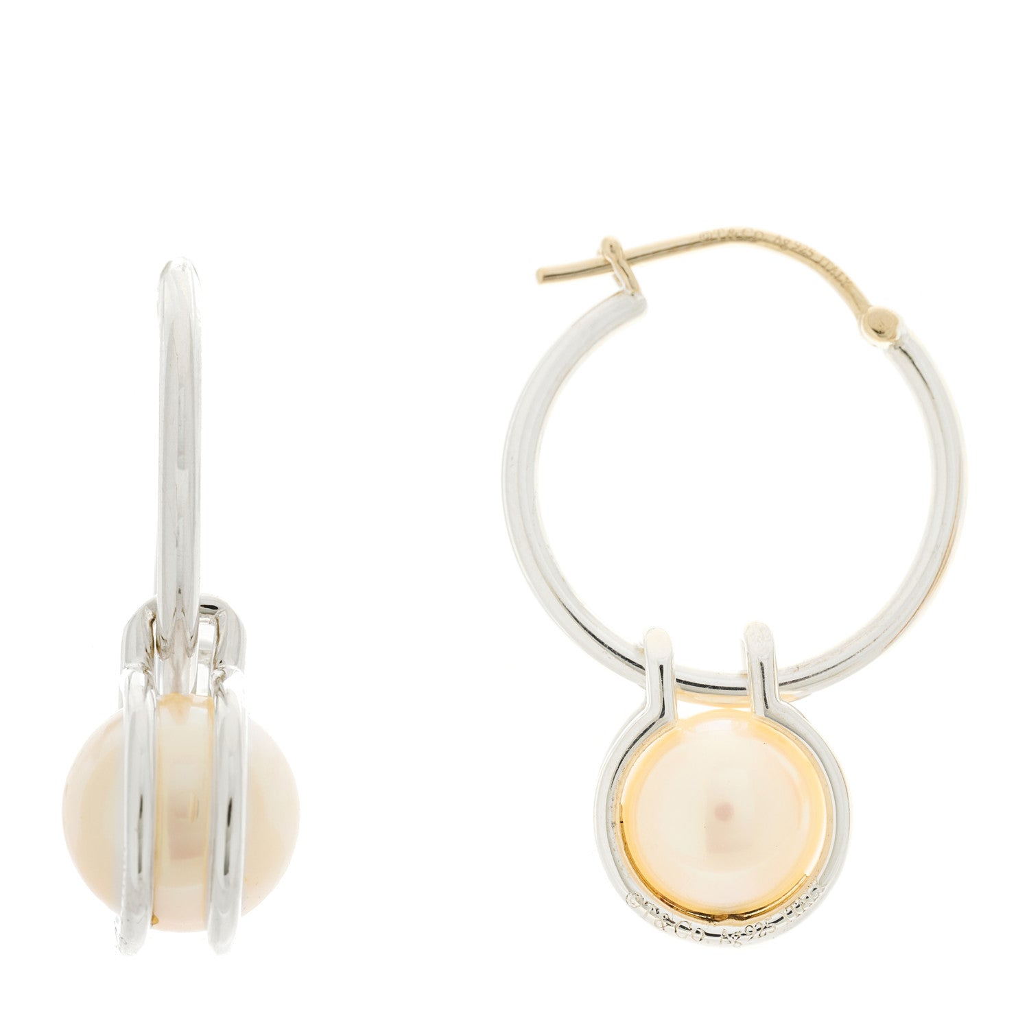 Tiffany Sterling Silver Pearl HardWear Hoop Earrings 1 of 4