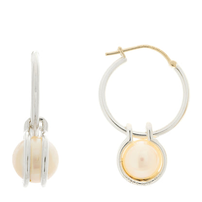 Tiffany Sterling Silver Pearl HardWear Hoop Earrings 1 of 4