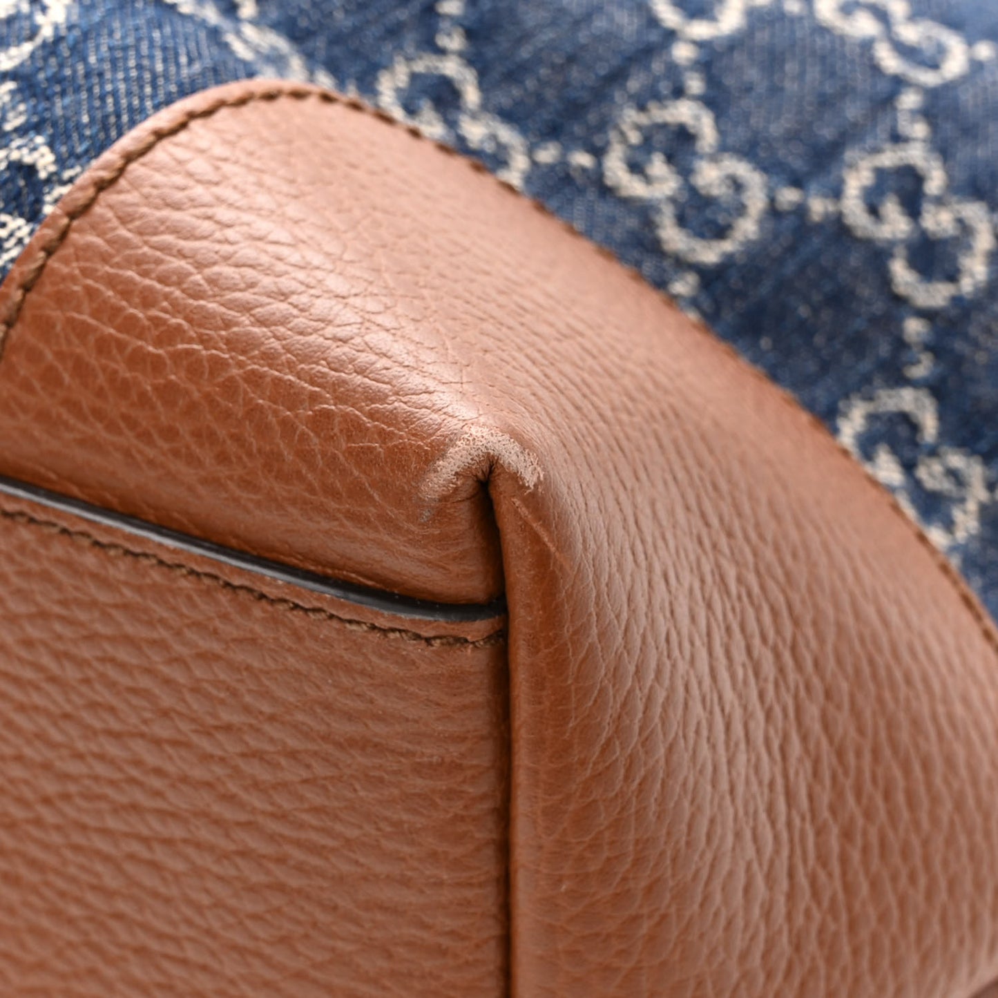 New Denim GG Monogram Medium Ophidia Shopping Tote Blue Tea Cuir
