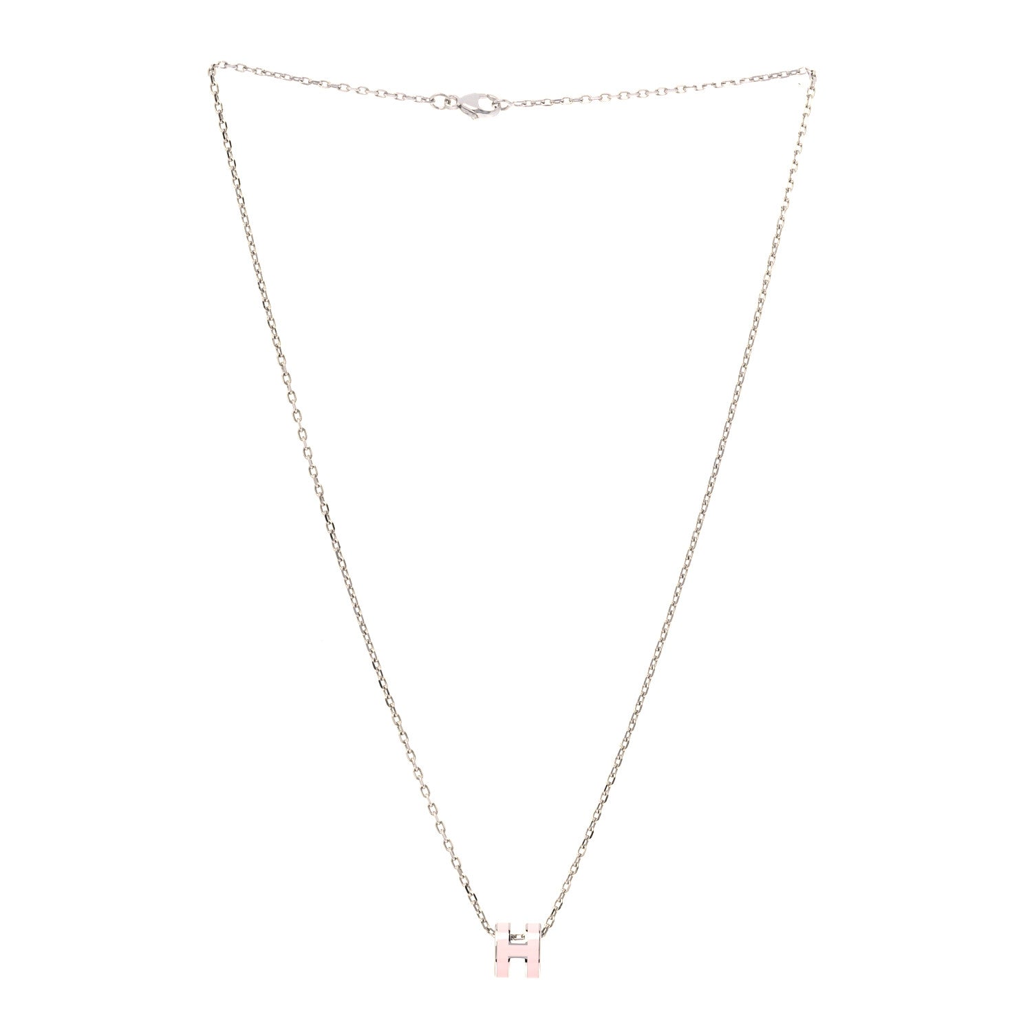 Hermes Palladium Mini Pop H Pendant Necklace Rose Dragee 4 of 9