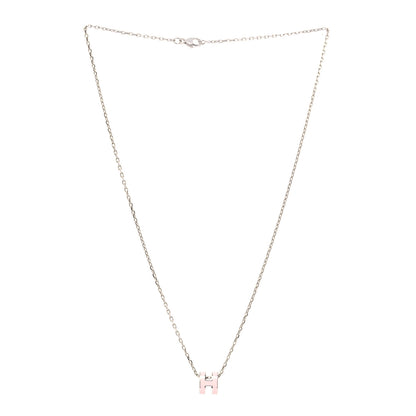 Hermes Palladium Mini Pop H Pendant Necklace Rose Dragee 4 of 9