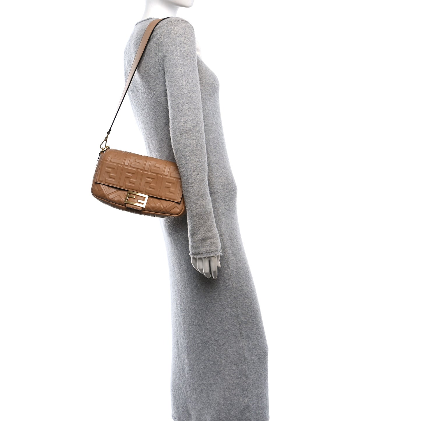 Nappa FF 1974 Embossed Baguette Miele Scuro