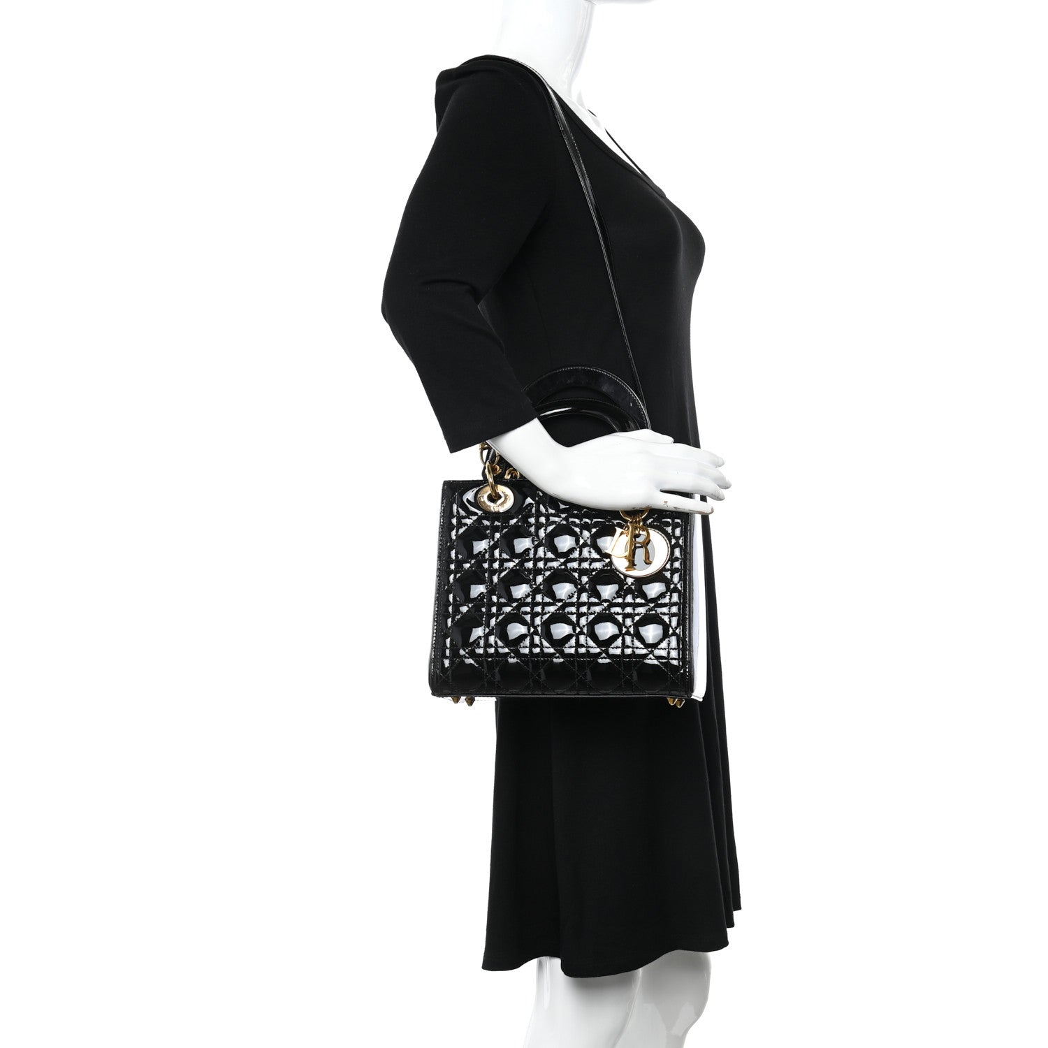 Christian Dior Patent Cannage Medium Lady Dior Black 2 of 11