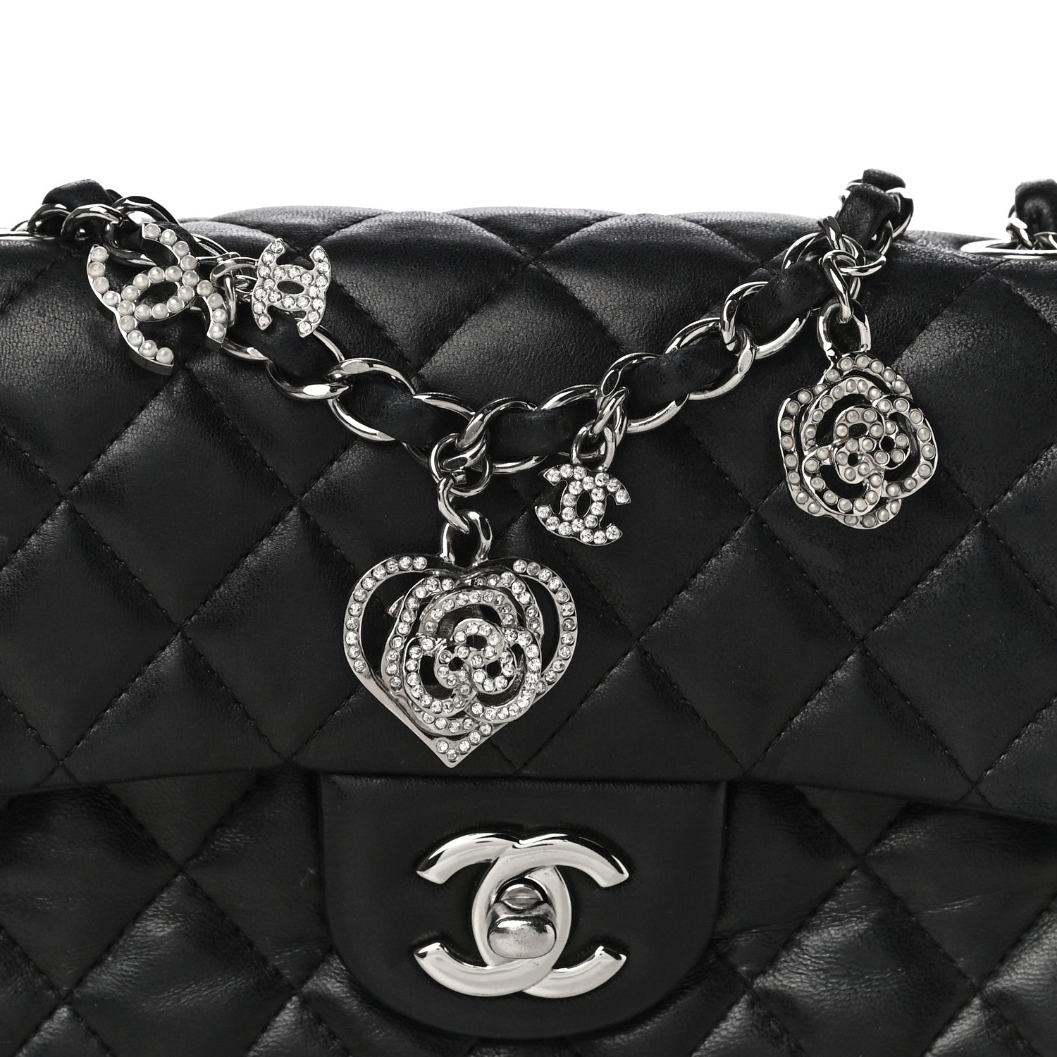 Chanel Lambskin Quilted Valentine Charms Mini Rectangular Flap Black 8 of 22