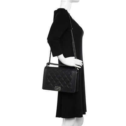 Chanel Calfskin Quilted Double Stitch New Medium Boy Flap Black 2 of 12