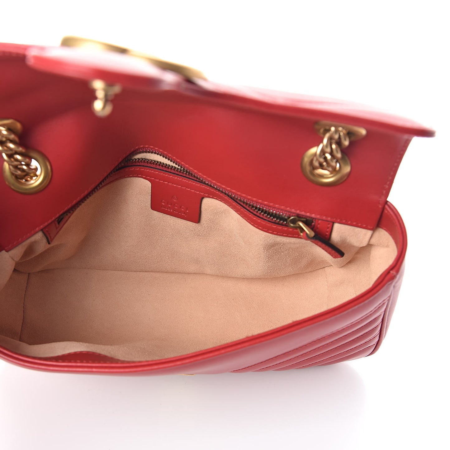 Calfskin Matelasse Small GG Marmont Shoulder Bag Hibiscus Red