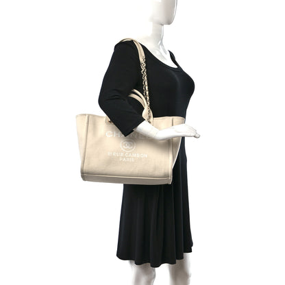 Chanel Mixed Fibers Small Deauville Tote White 3 of 15