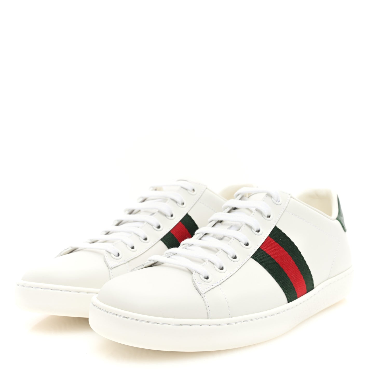 Calfskin Crocodile Web Womens Ace Sneakers 39.5 White Green