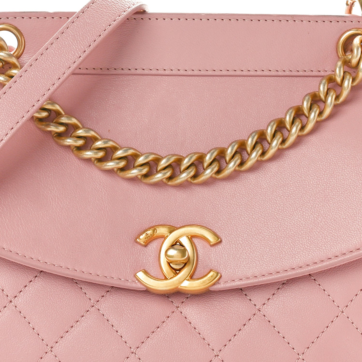 Chanel Lambskin Quilted Curved Flap Pink 8 of 11