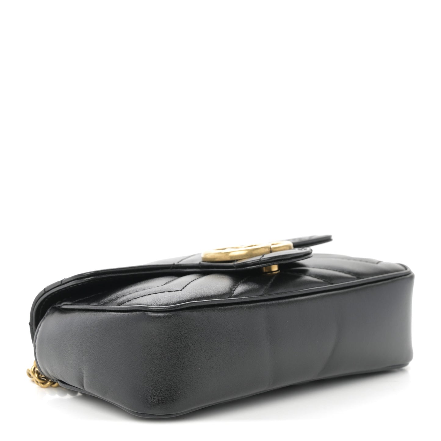 Calfskin Matelasse Super Mini GG Marmont Shoulder Bag Black