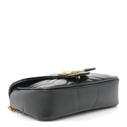 Gucci Calfskin Matelasse Super Mini GG Marmont Shoulder Bag Black 9 of 37