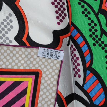Hermes Silk Pegase Pop Scarf 70 Rose Beige Vert 6 of 7