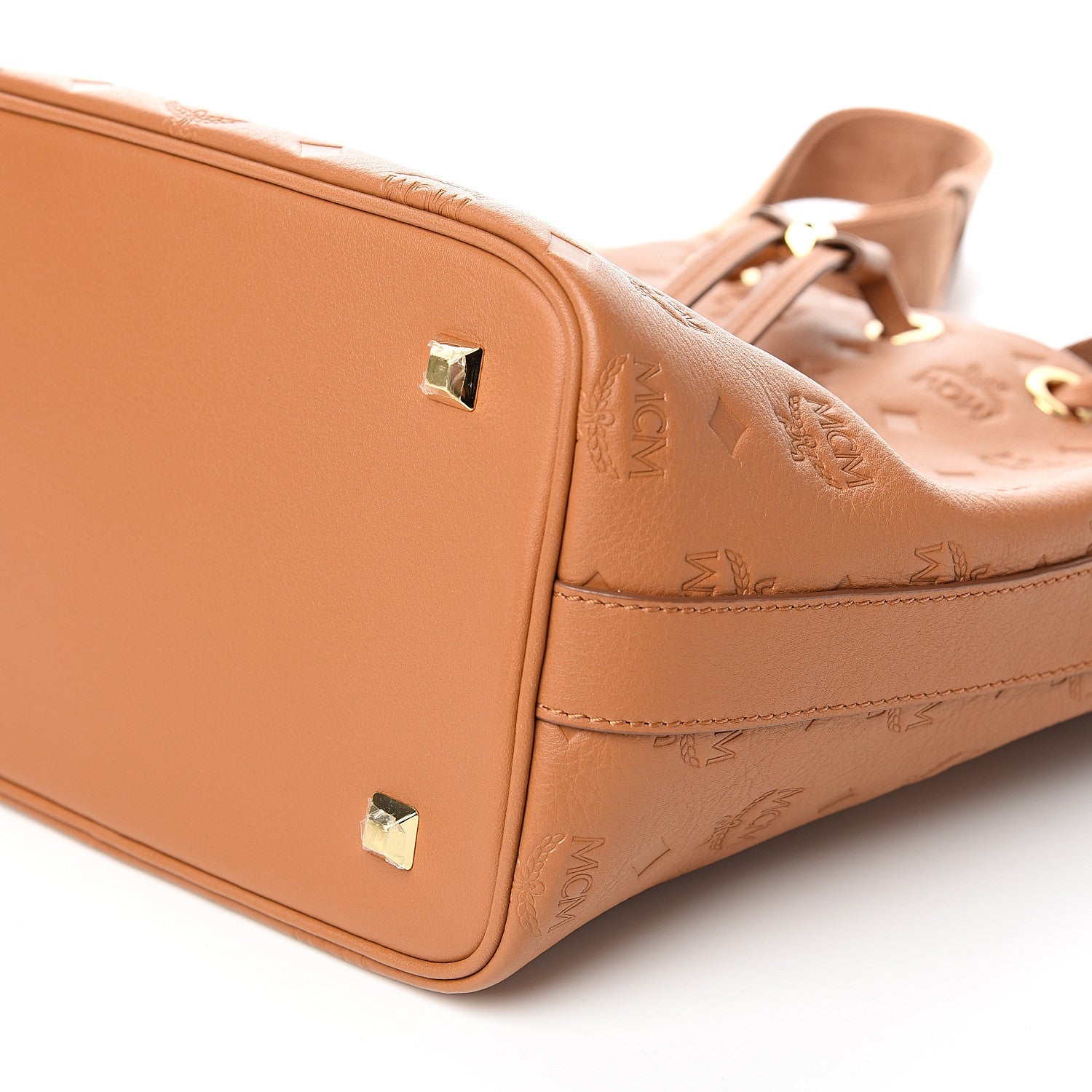 MCM Calfskin Ottomar Essential Drawstring Bag Cognac 8 of 9