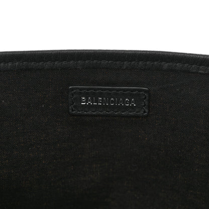 Balenciaga Cotton Canvas Satin Calfskin S Navy Cabas Natural Black 7 of 11