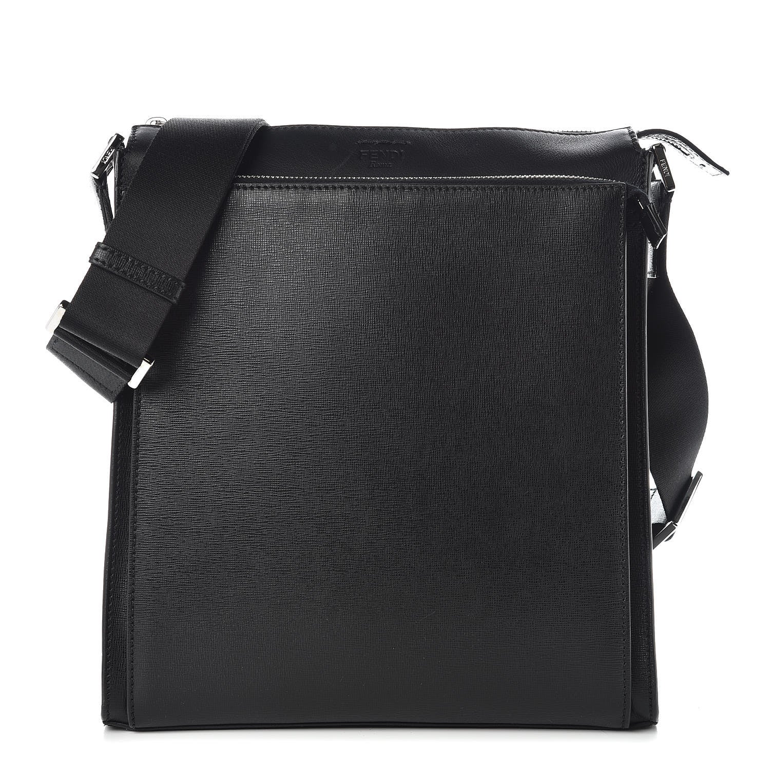 Fendi Vitello Elite Flamingo Messenger Bag Black 1 of 11