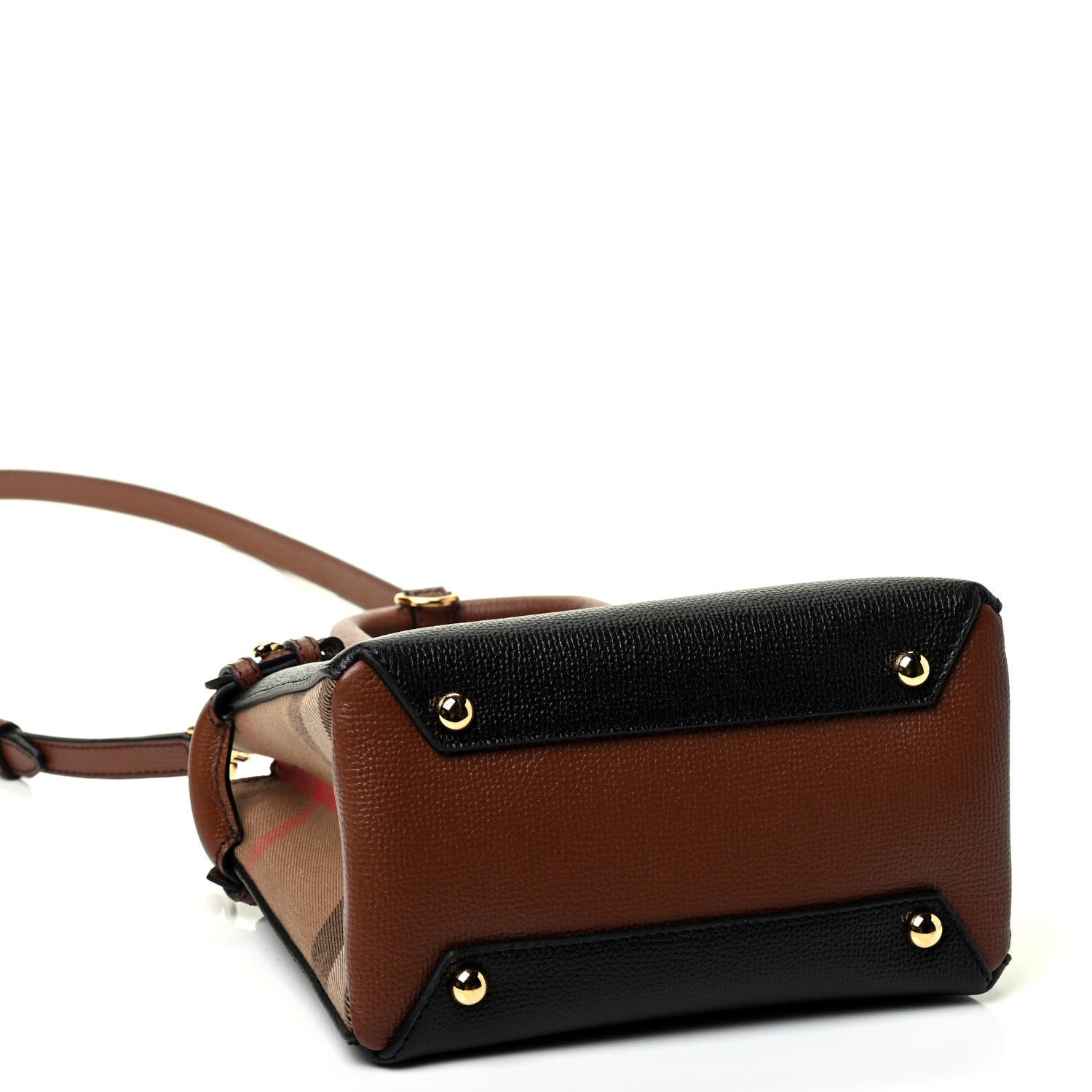 Burberry Derby Calfskin House Check Baby Banner Tote Black Tan 3 of 4