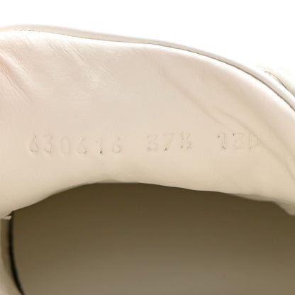 Gucci Calfskin Web Pig Kitten Embroidered Womens Ace Sneakers 37.5 White 6 of 9