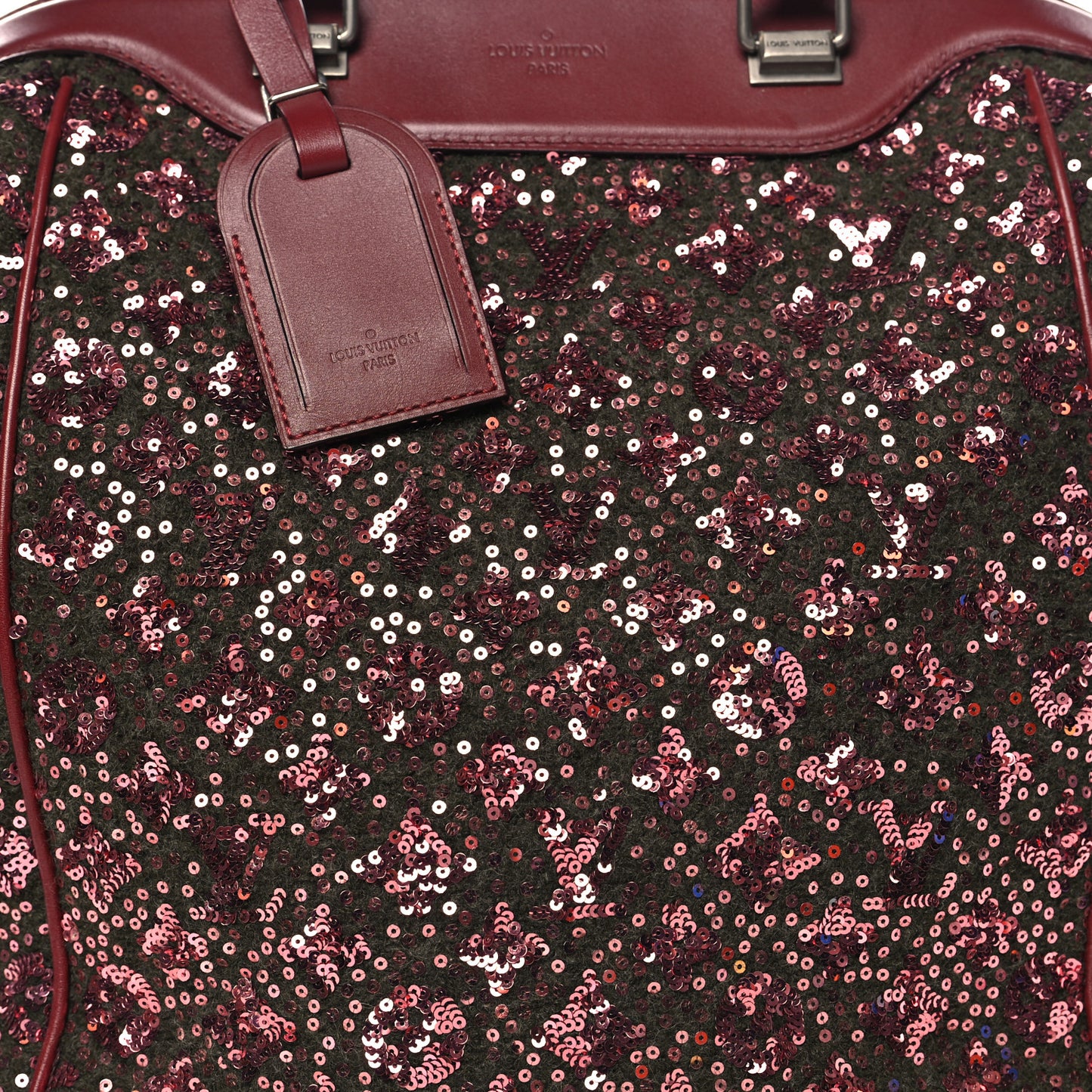 Sequin Monogram Sunshine Express North South Burgundy