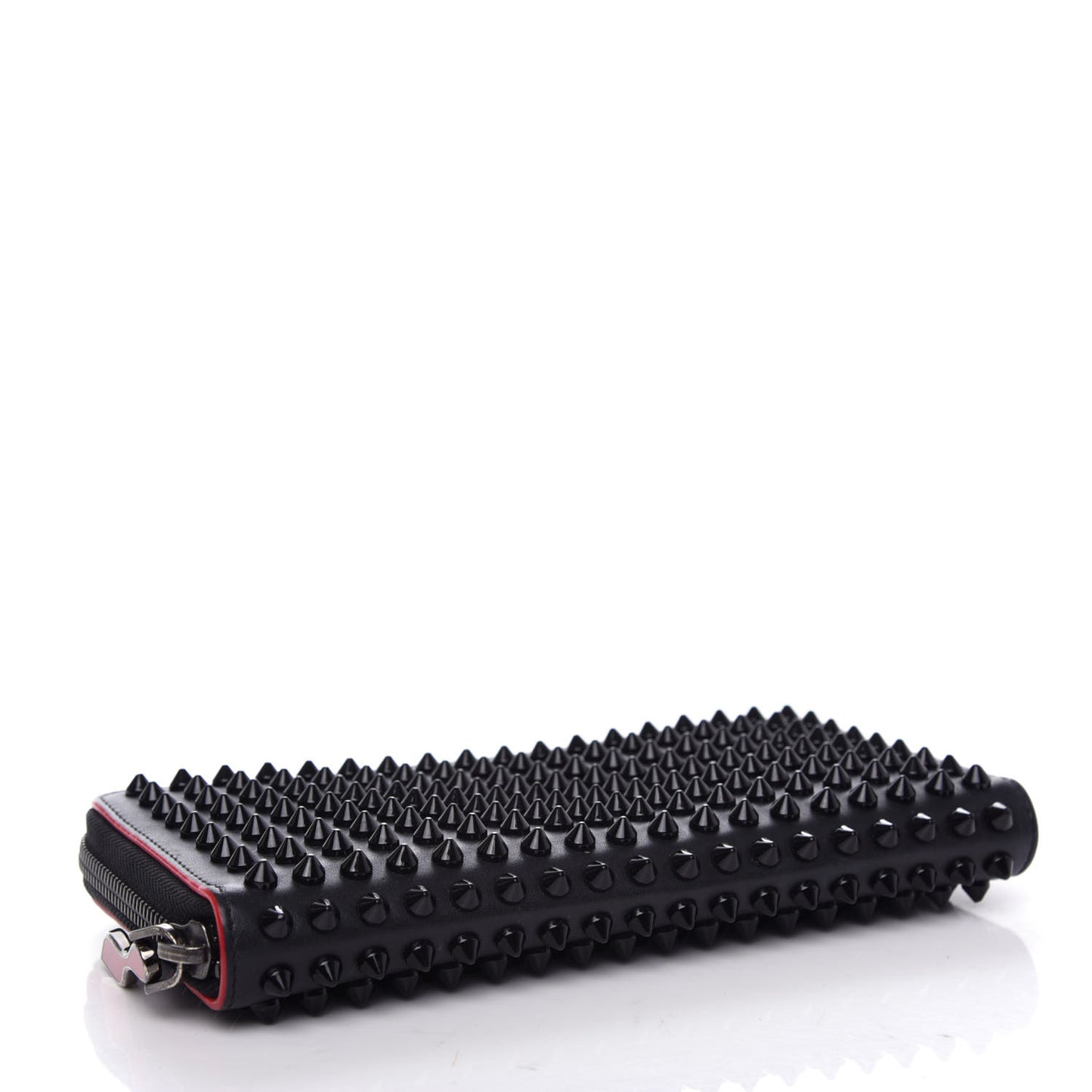 Calfskin Panettone Spiked Zip Around Wallet Black