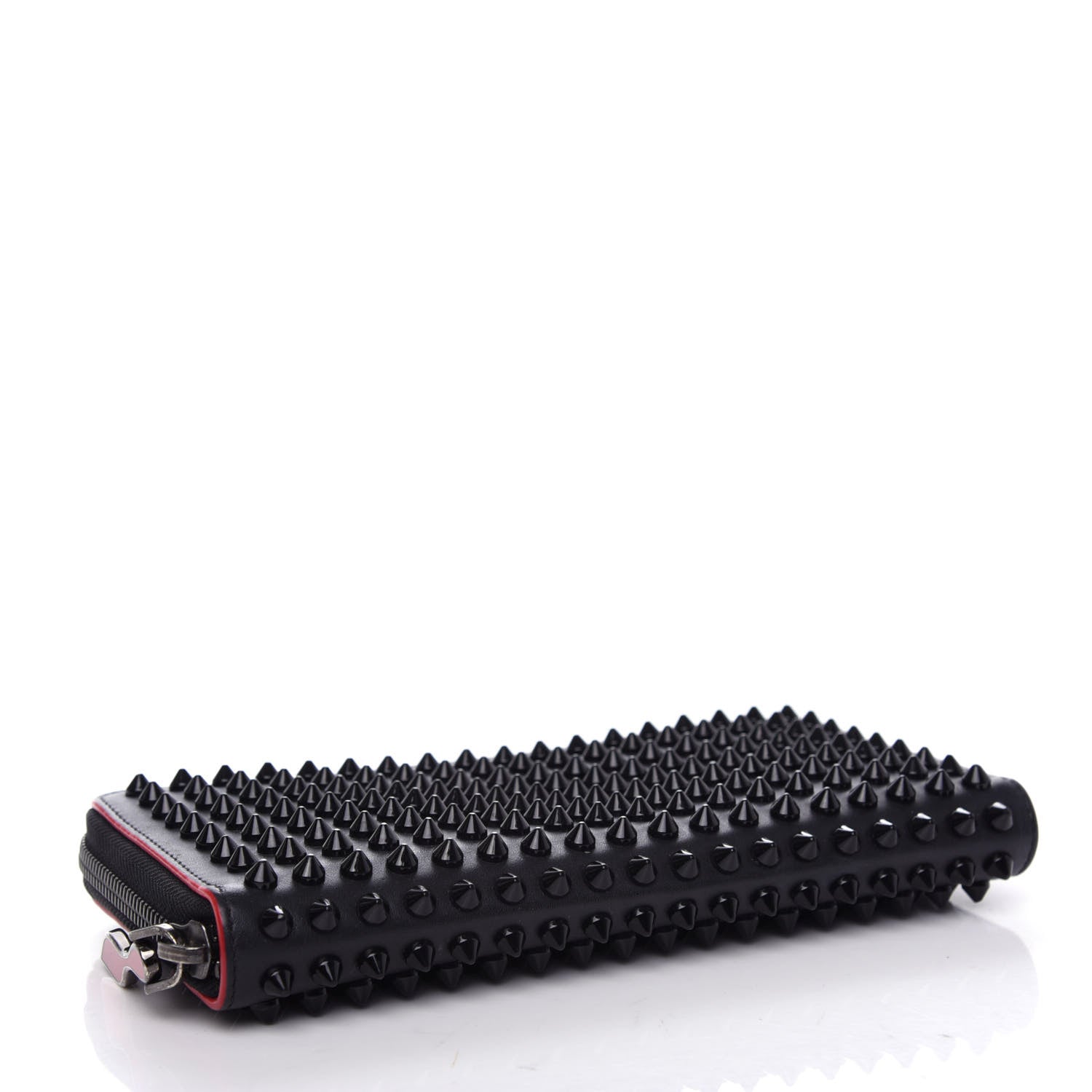 Christian Louboutin Calfskin Panettone Spiked Zip Around Wallet Black 4 of 7