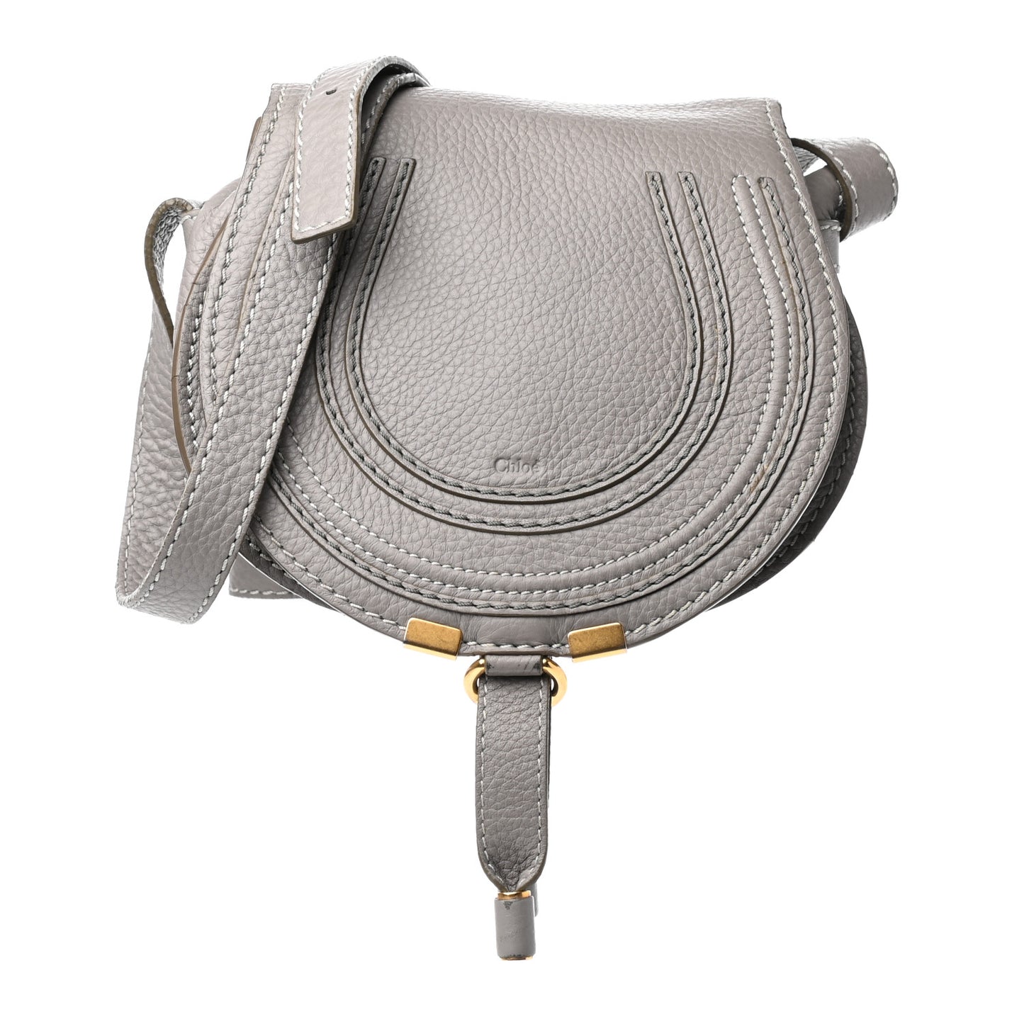 Calfskin Mini Marcie Round Crossbody Bag Cashmere Grey