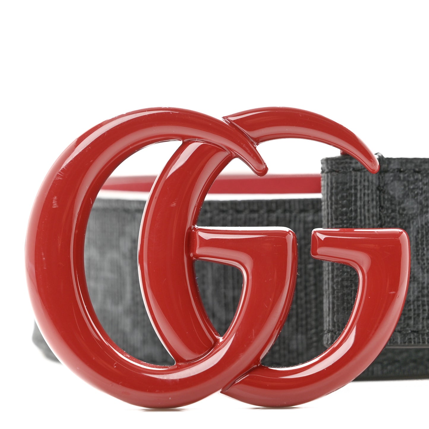 GG Supreme Enamel Double G 30mm Belt 85 34 Black New Cherry Red