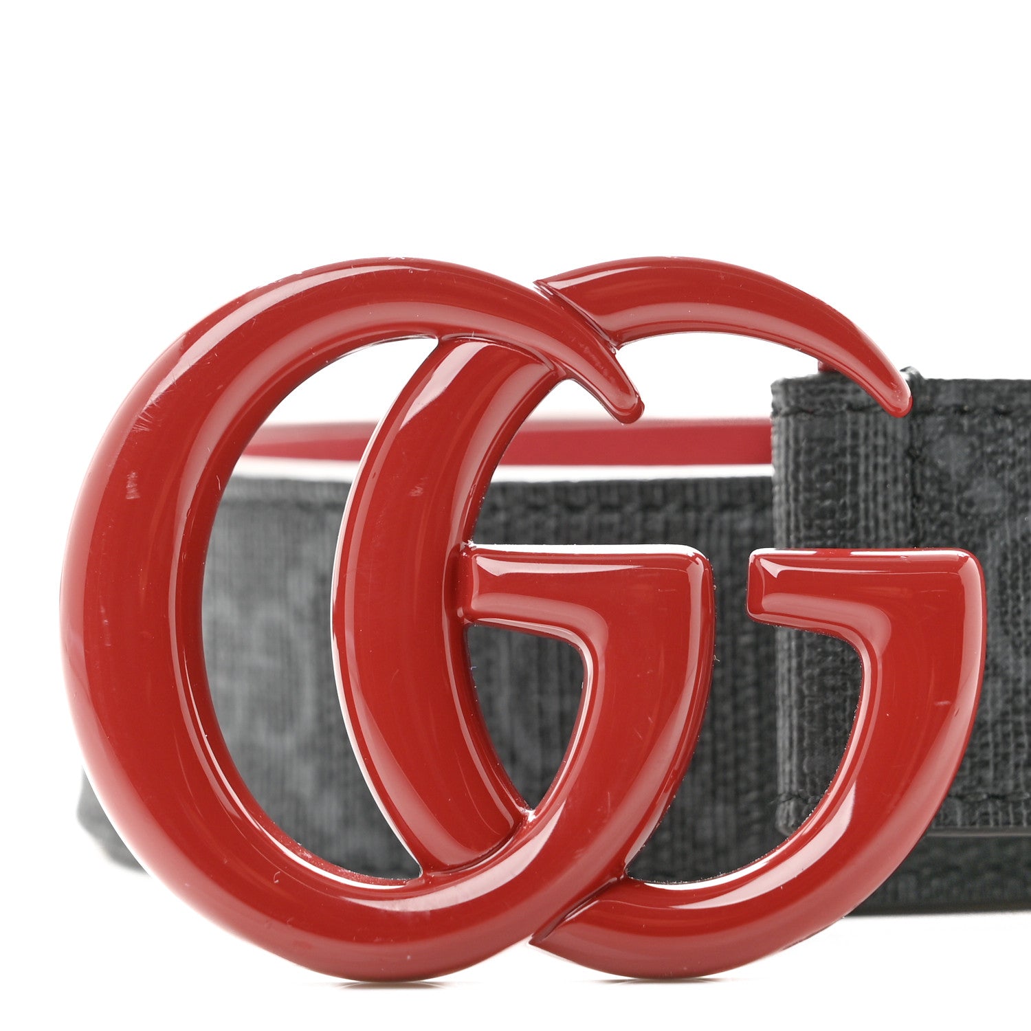 Gucci GG Supreme Enamel Double G 30mm Belt 85 34 Black New Cherry Red 7 of 7