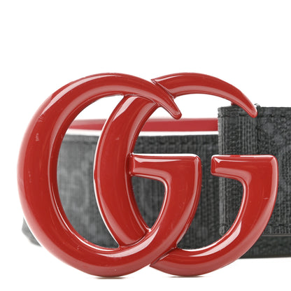 Gucci GG Supreme Enamel Double G 30mm Belt 85 34 Black New Cherry Red 7 of 7