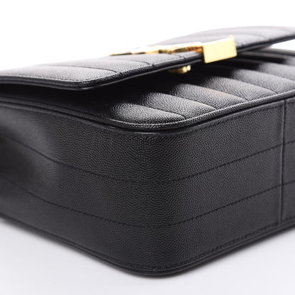 Saint Laurent Grain De Poudre Matelasse Monogram Medium Vicky Chain Bag Black 8 of 9