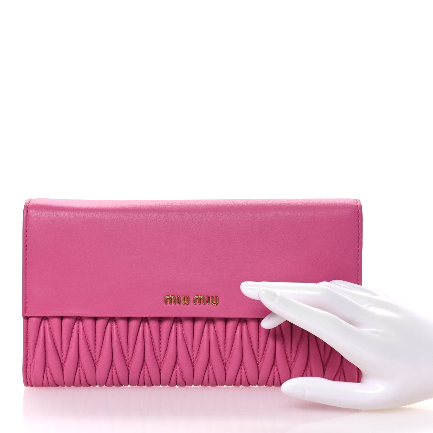 Miu Miu Nappa Matelasse Flap Clutch Fuxia 2 of 10