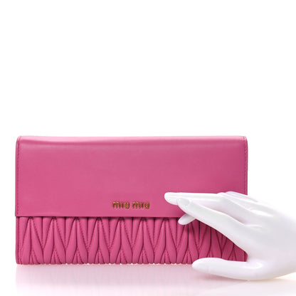 Miu Miu Nappa Matelasse Flap Clutch Fuxia 2 of 10