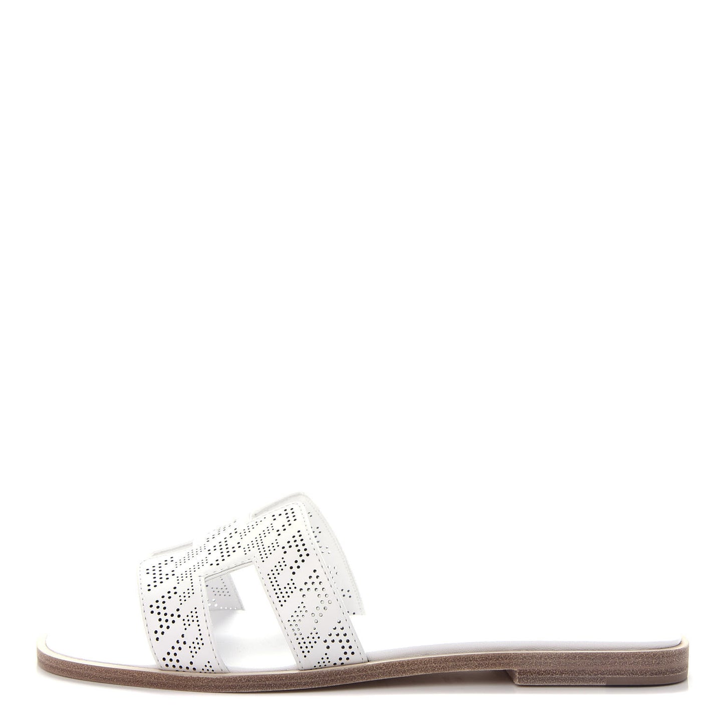 Calfskin Perforated Oran Sandals 37 White
