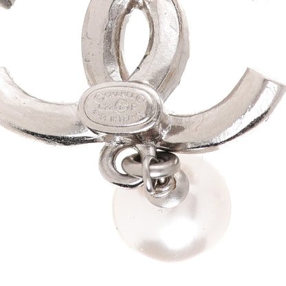 Chanel Baguette Crystal Pearl CC Drop Earrings Silver 4 of 5