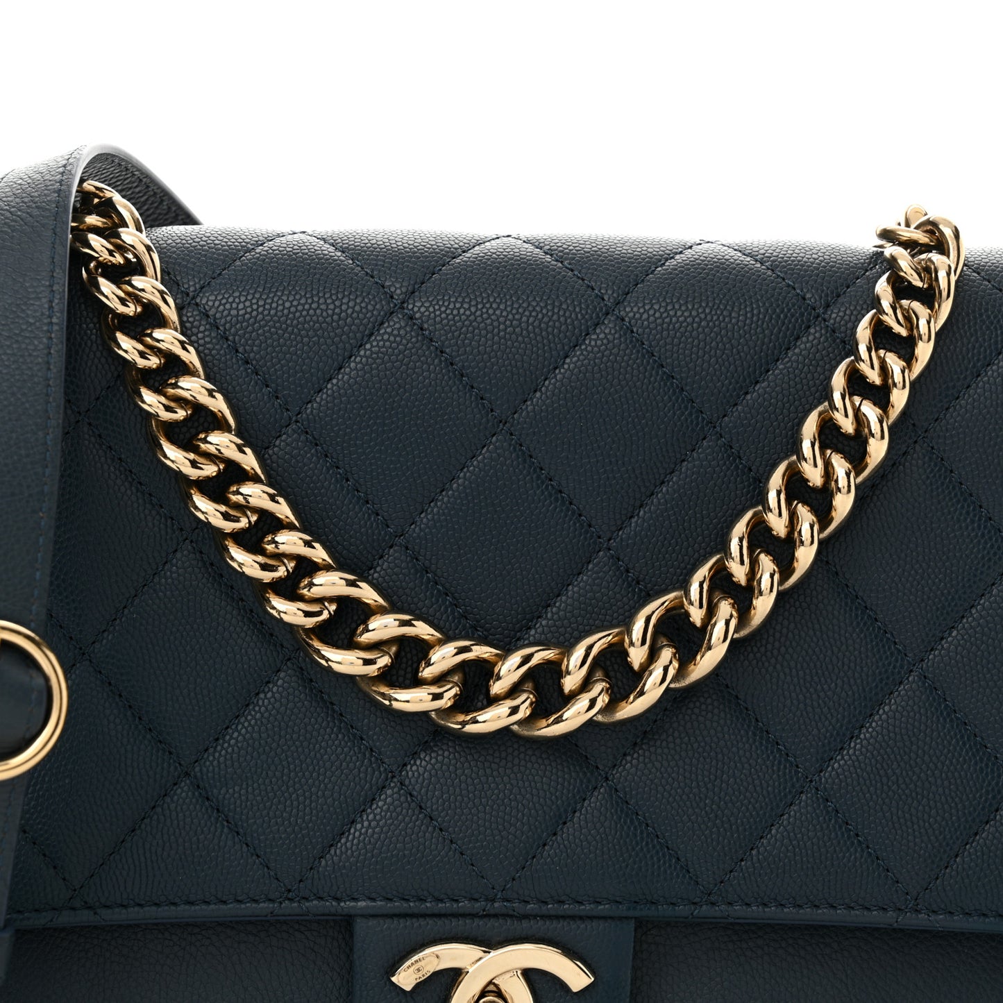 Caviar Quilted Large Studded Flap Blue