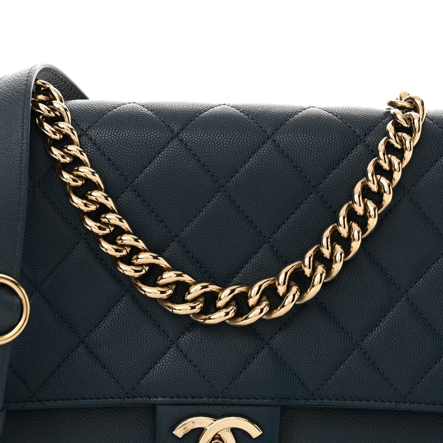 Chanel Caviar Quilted Large Studded Flap Blue 8 of 12