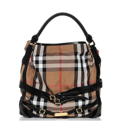Burberry House Check Bridle Calfskin Medium Gosford Hobo Black 1 of 6