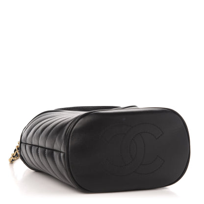 Chanel Lambskin Chevron Quilted Handle With Chic Bucket Bag Black 4 of 13