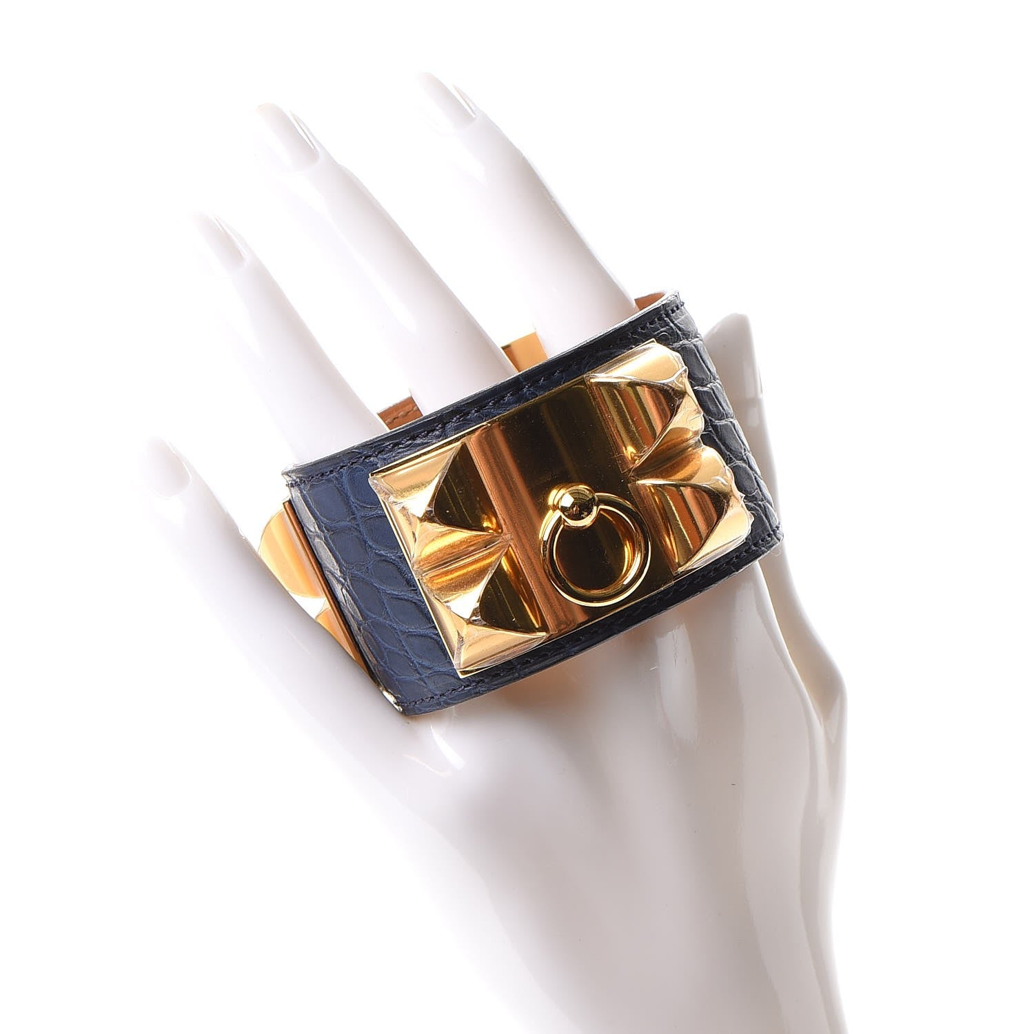 Hermes Matte Alligator Collier De Chien CDC Bracelet S Bleu de Malte 2 of 9
