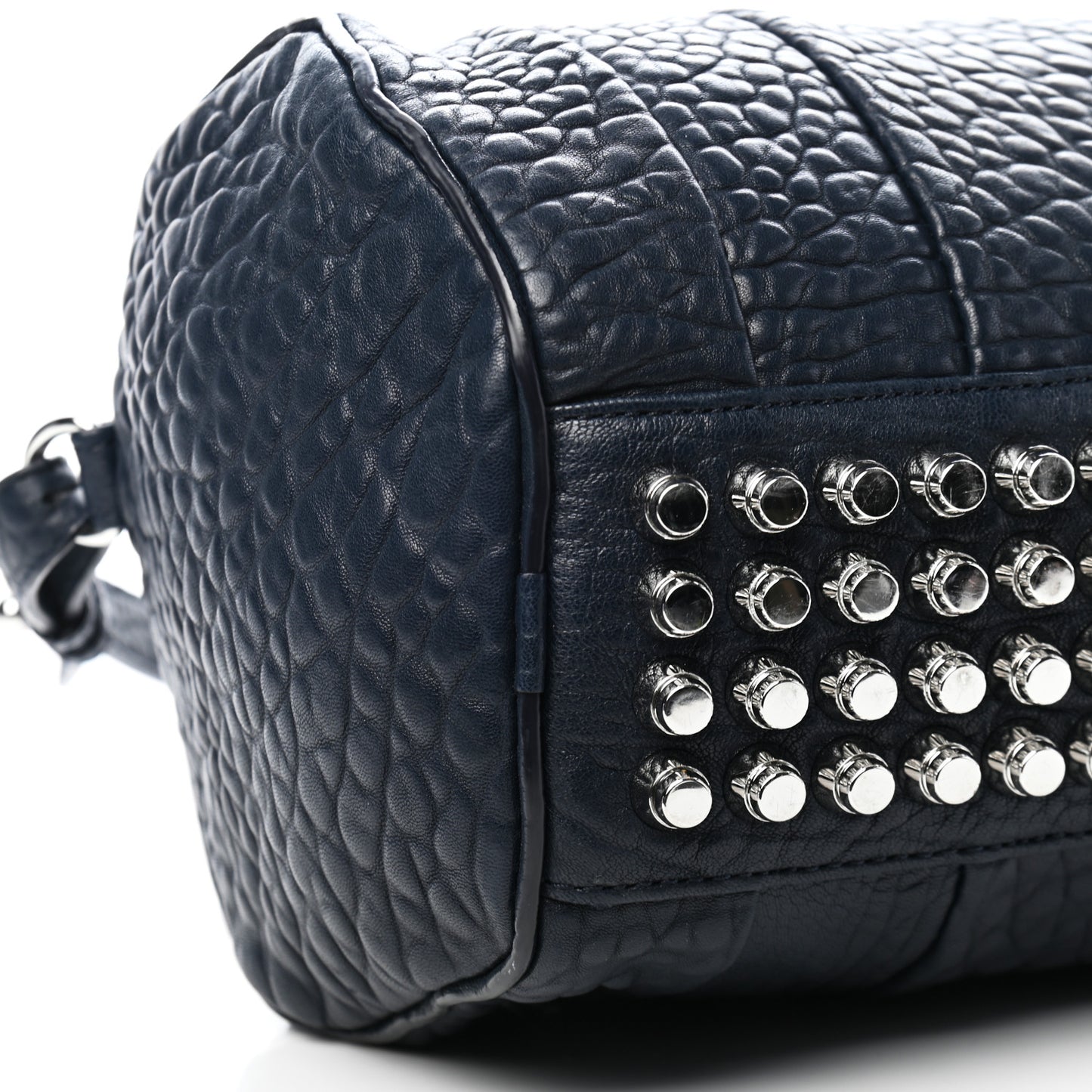 Pebbled Lambskin Rockie Navy Silver Hardware