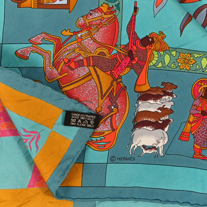 Hermes Silk Fantaisies Indiennes Scarf 90 Vert Cypres Canard Corail 3 of 3