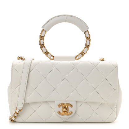 Chanel Lambskin Quilted Medium In The Loop Handle Flap Bag White 1 of 9