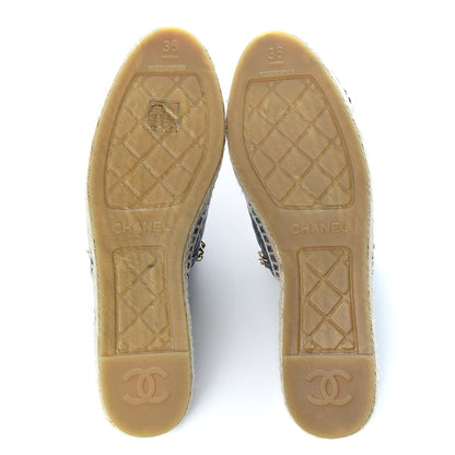 Chanel Lambskin Quilted CC Chain Espadrille Mules 38 Navy Black 9 of 14