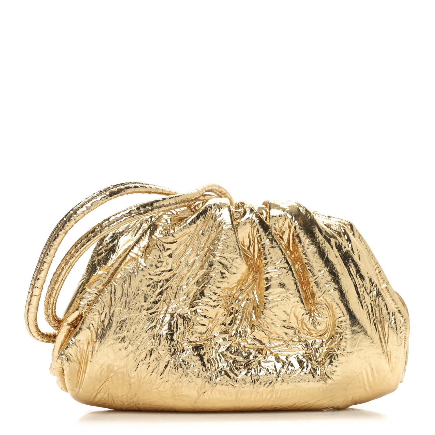 Bottega Veneta Metallic Crinkled Lambskin The Coin Purse Oro 1 of 9