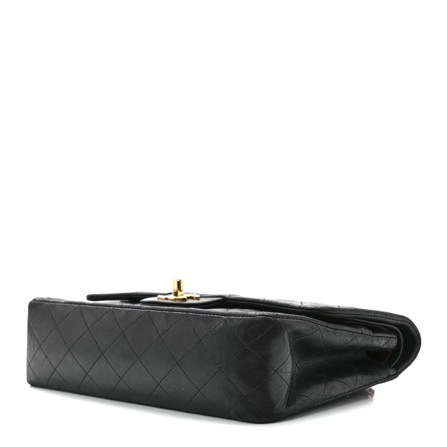 Lambskin Quilted Medium Double Flap Black