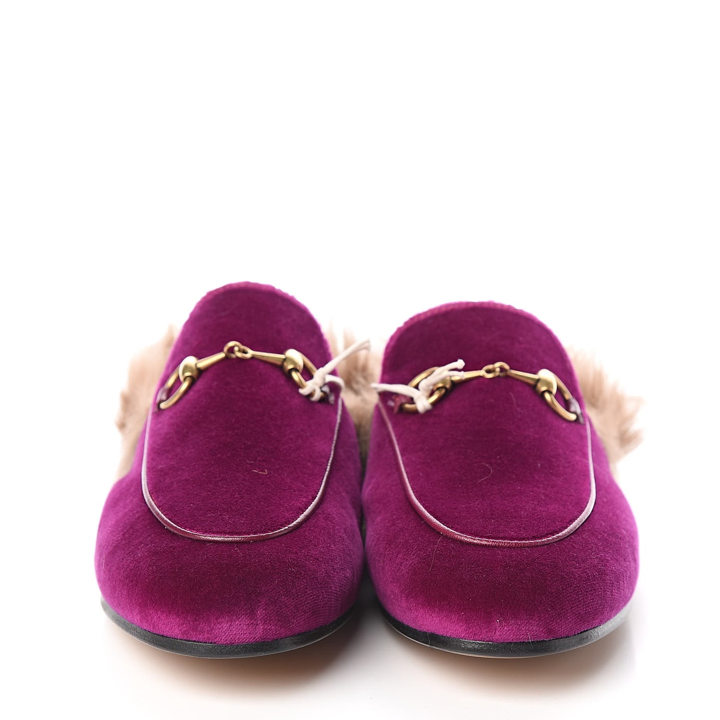 Velvet Fur Womens Princetown Slippers 37 Fucsia Violet Cyclamen Natural