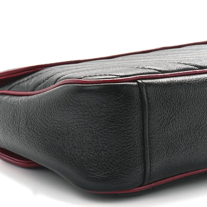 Gucci Vintage Effect Calfskin Matelasse Diagonal Small Torchon GG Marmont Shoulder Bag Black Romantic Cherry 11 of 12